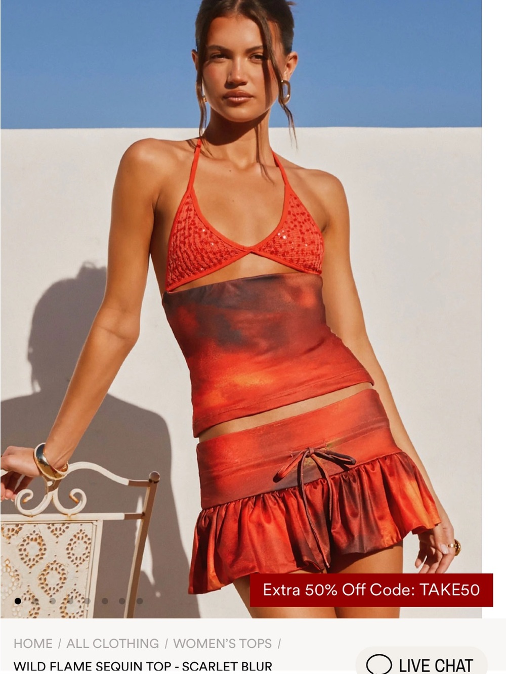 Peppermayo Wild Flame Sequin Top - Scarlet Blur